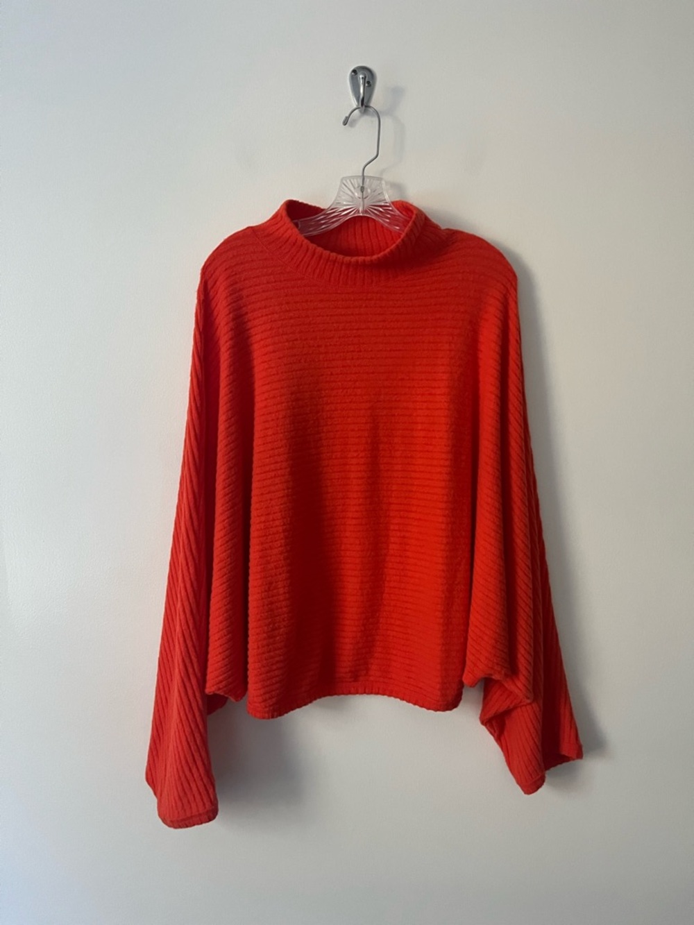 Pilcro Anthropologie Cozy Ribbed Batwing Pullover Sweater Orange 2X Oversized